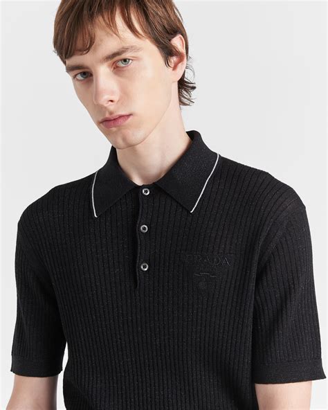 Black Cashmere And Lamé Polo Shirt 